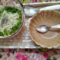 A picture of Samak rice with chia seeds in coriander flavour.
