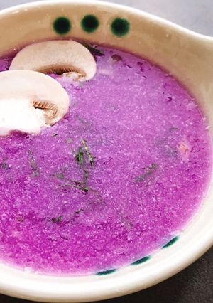 Hình của món Món chay dễ làm| Canh khoai mỡ nấu nấm mỡ.