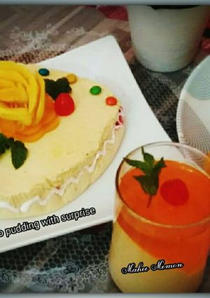 A picture of Mango pudding with surprise.