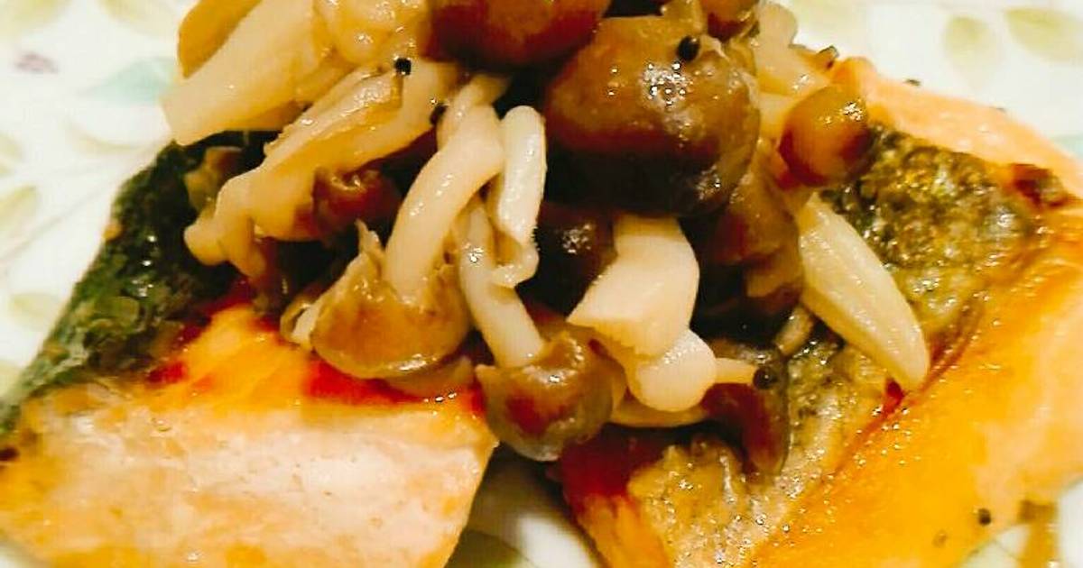 Resep Salmon shimeji tumis shoyu butter oleh Akari Papa Cookpad