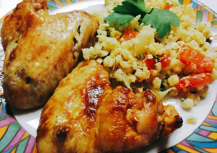 Ropogós BBQ csirkeszárny, tojásos bulgurral