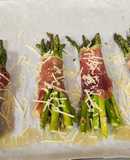 Prosciutto wrapped roasted asparagus