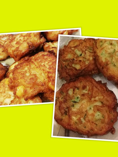 Una foto de Buñuelos de coliflor y choclo y de zucchini