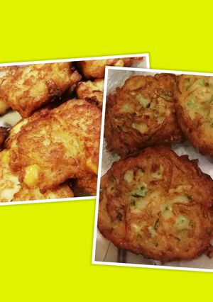 Una foto de Buñuelos de coliflor y choclo y de zucchini