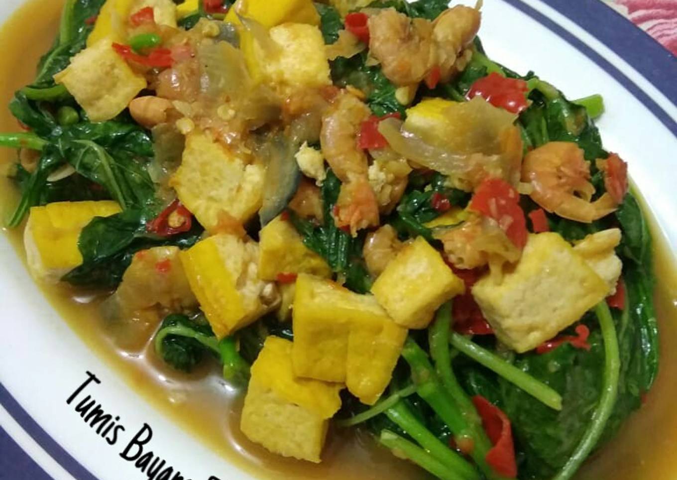 Bayam Goreng Ebi dengan saus teras