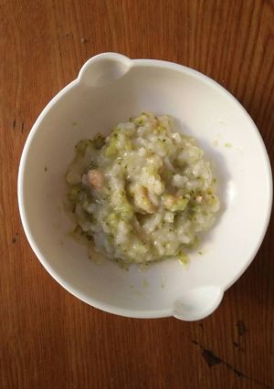 Foto resep MPASI 6m+: Beras putih udang brokoli keju