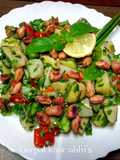 Red ruby tomato & Emerald green pepper, potato salad with Tulsi sparkle
