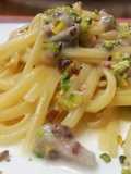 Linguine with Gorgonzola, Cacio e Pepe, and Crushed Pistachios
