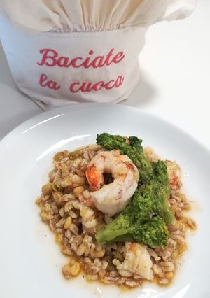 Foto di Cereali misti con rape e gamberi