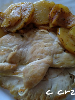 Una foto de Solomillo de pavo con patatas en microondas