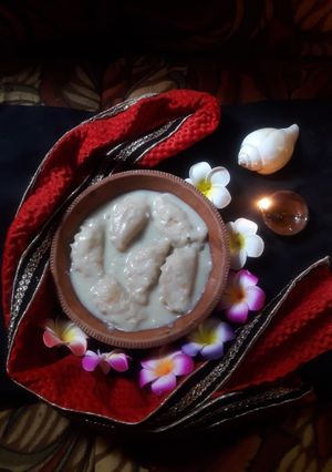 A picture of Rice flour dudh puli pitha.