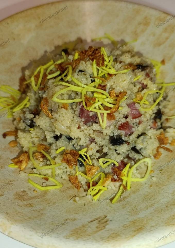 Кускус з беконом🥓 та печерицями