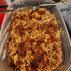A picture of SPICY Pulled Pork 😋 in Dutch oven.
