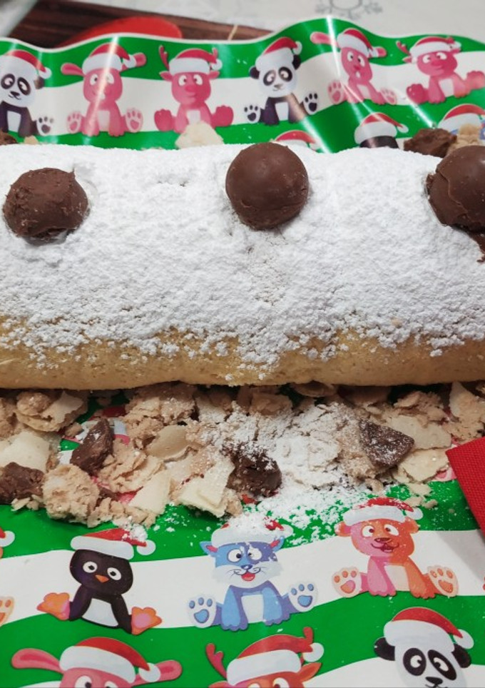 Una foto de Pionono nevado con dulce de leche