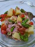 Ensalada con jamón, cherry, espárragos  y papa