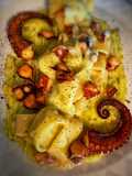 Calamarata crema di patate e polpo croccante