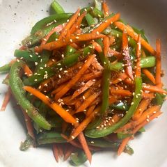 A picture of ‘Kimpira’ Green Capsicum & Carrot.