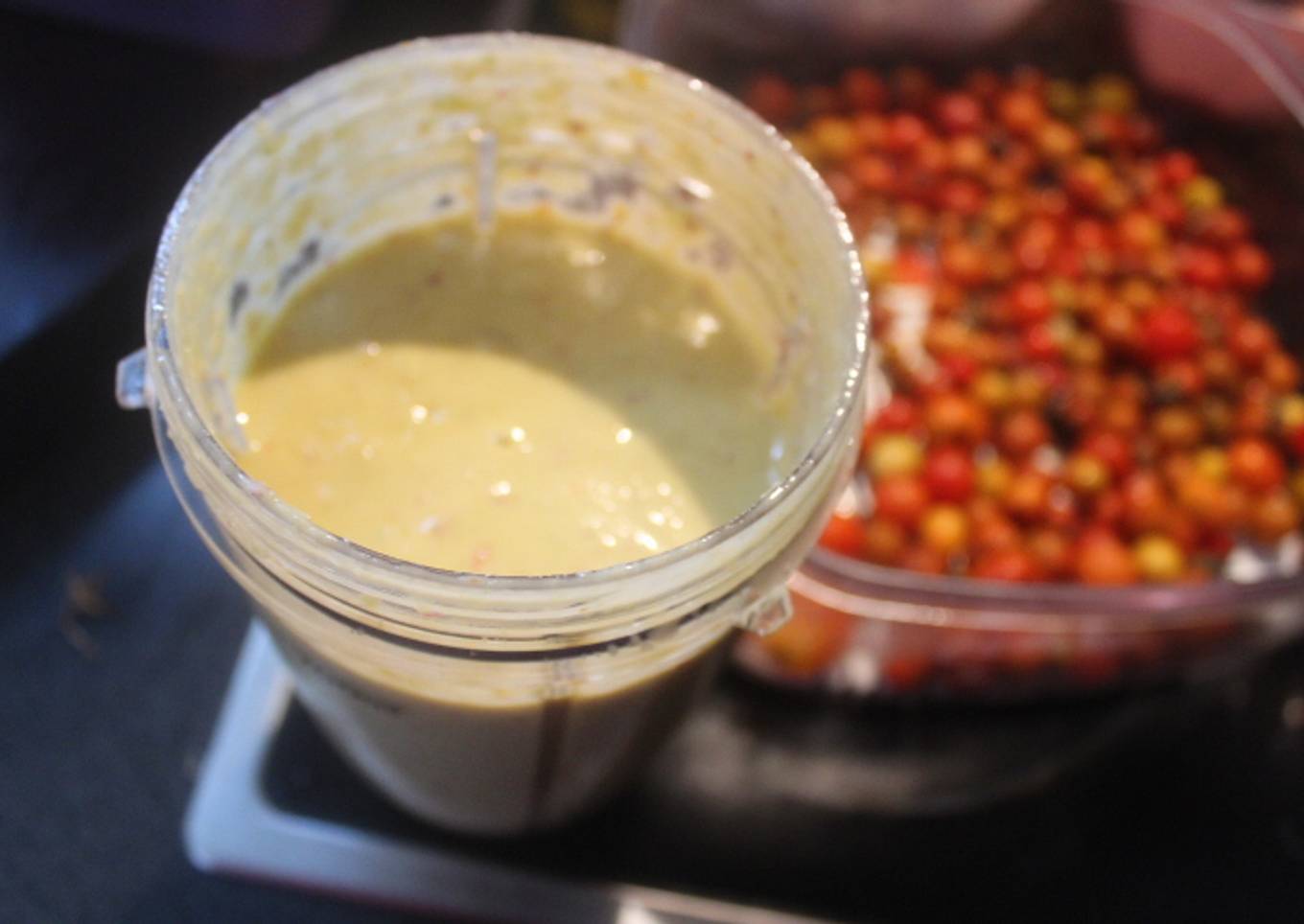 Gazpacho de cherry y peras con vinagre de arroz