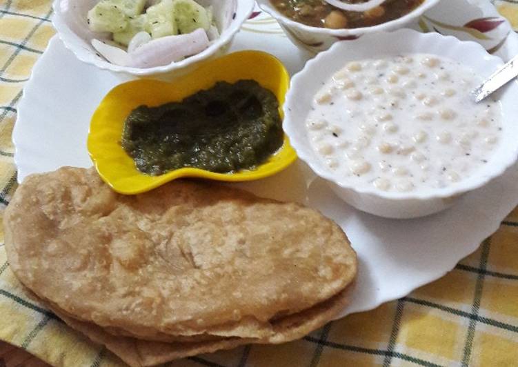 Step-by-Step Guide to Prepare Homemade Bhaturas with white chana and boondis raita