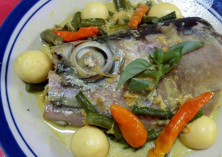 Bagaimana Membuat Gulai kepala ikan + telur puyuh and kacang panjang, Enak Banget