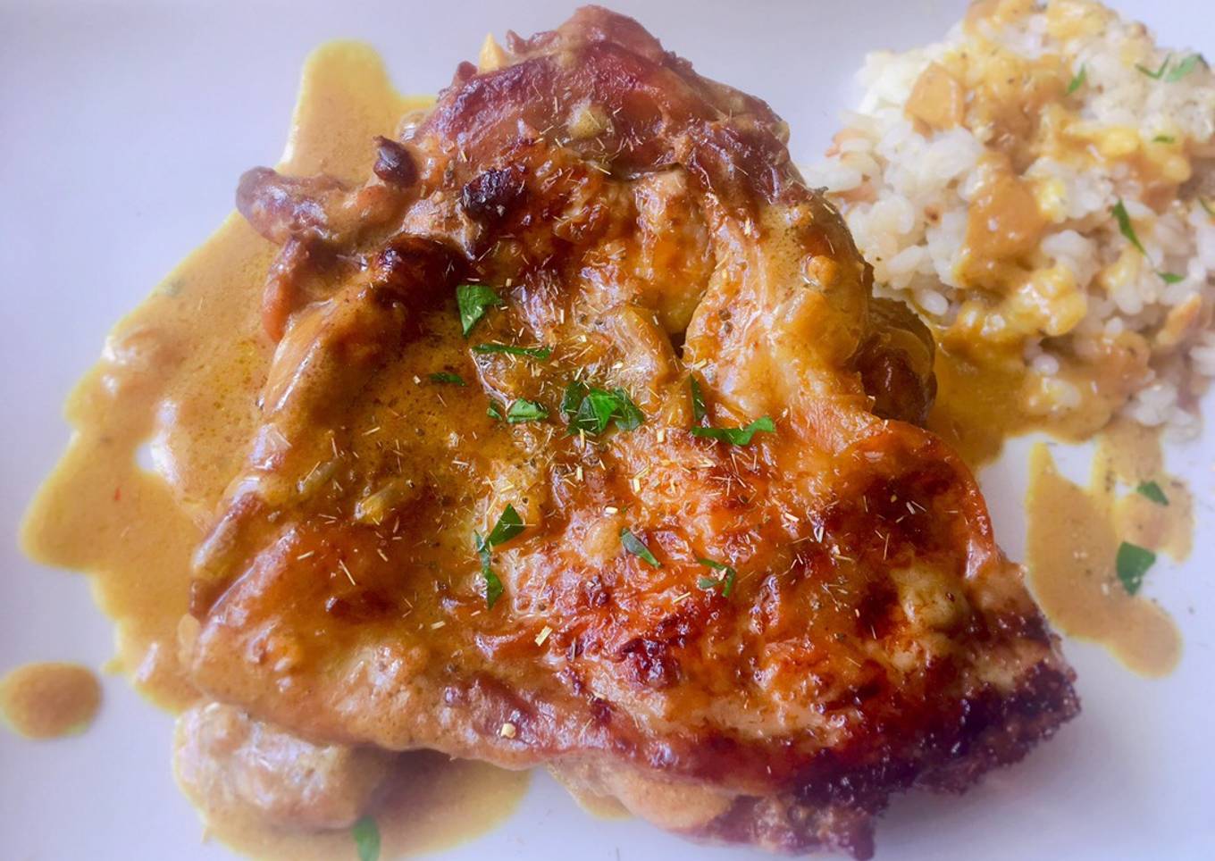 Pollo en salsa de leche de coco y curry