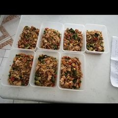 A picture of Chicken fried rice.