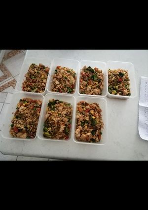 A picture of Chicken fried rice.