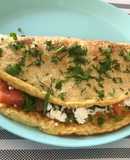 Овсяноблин с сёмгой, зеленью и сыром