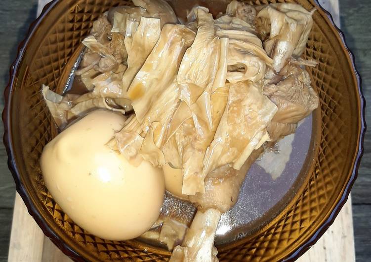 Resep Telur, Ayam &amp; Kembang Tahu Masak Kecap Anti Gagal