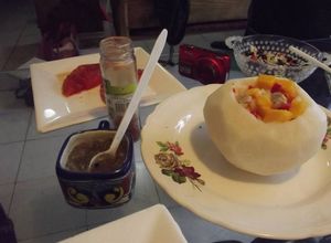 Una foto de Ceviche de camarón y calabaza
