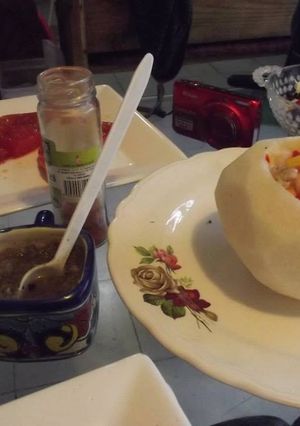Una foto de Ceviche de camarón y calabaza