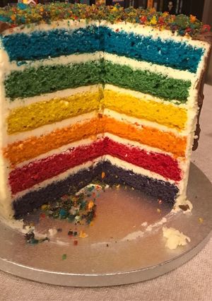 Φωτογραφία της συνταγής Rainbow Cake (Τούρτα Ουράνιο Τόξο)