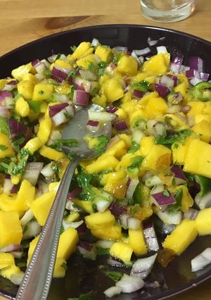 A picture of Fresh mango salsa salad.