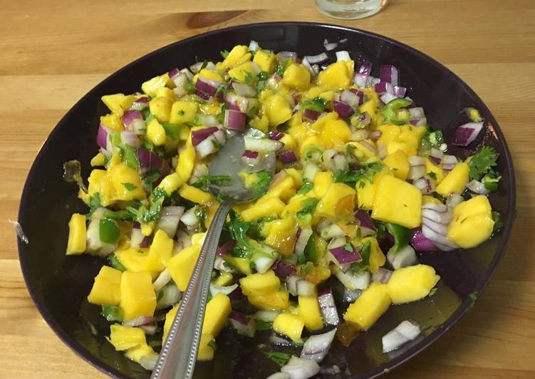 Steps to Prepare Super Quick Homemade Fresh mango salsa salad