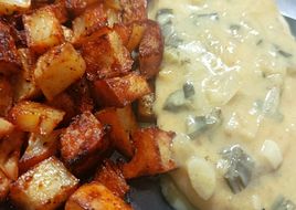 Pollo a la mostaza con papas