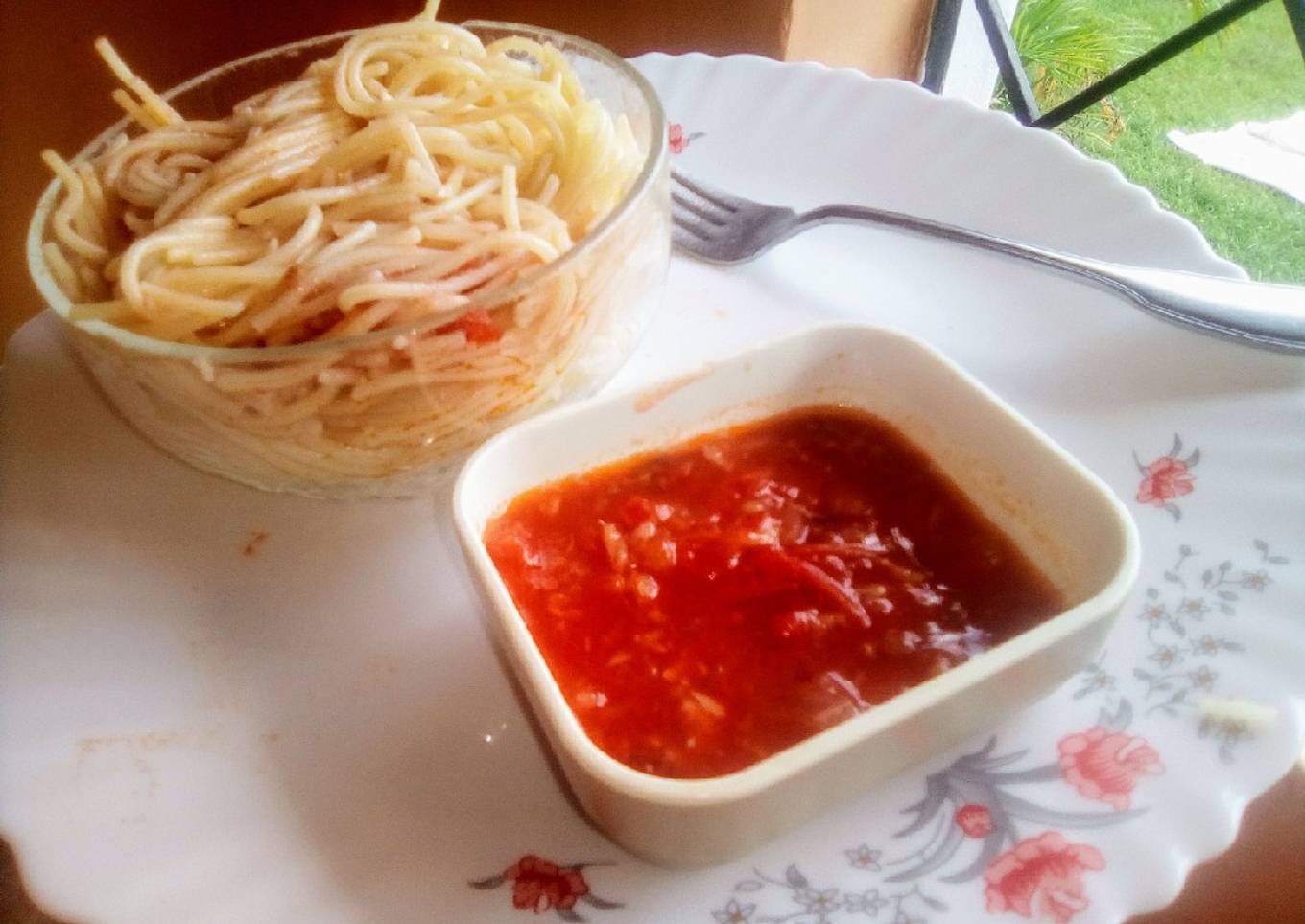 Quick fix spaghetti with fried pepper sauce#themechallenge
