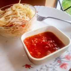 A picture of Quick fix spaghetti with fried pepper sauce#themechallenge.