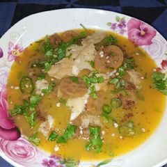 A picture of Potato Sauce Lotus Root Chaat.