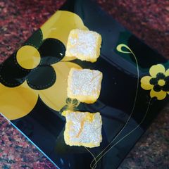 A picture of Nariyal Kesar Burfi.
