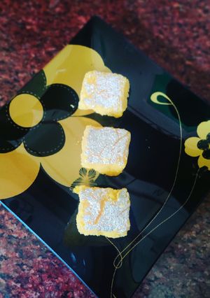 A picture of Nariyal Kesar Burfi.