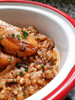 Una foto de Pollo en salsa de mostaza y leche de coco con arroz integral