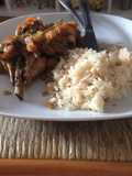 Pollo al horno con arroz frito