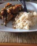 Pollo al horno con arroz frito