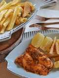 Oven baked salmon and chips