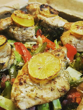 Easy Way Prepare Recipe Baked lemon and herb chicken and veges that is Awesome, So Delicious}
