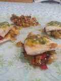 Milhojas de gallo con salsa verde