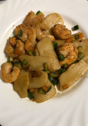 Foto di Gnocchi di riso con mazzancolle e verdure
