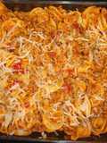 Pasta fusilloni a la boloñesa gratinada