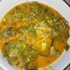 A picture of Oha soup with goat meat.