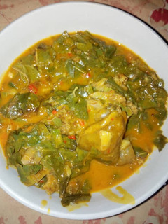 A picture of Oha soup with goat meat.